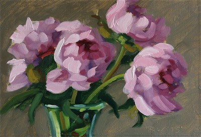 Peonies; oil on canvas, 20 x 25 cm, 2013