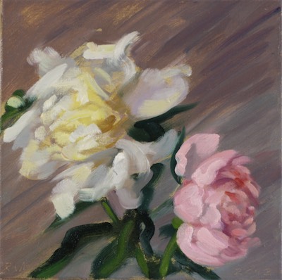 Peonies; oil on canvas, 30 x 30 cm, 2012